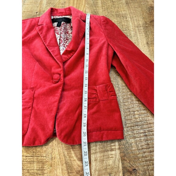 Apostrophe Women's Red Velvet Blazer Pockets Chic Girly Career 2 *Stain - Picture 13 of 14